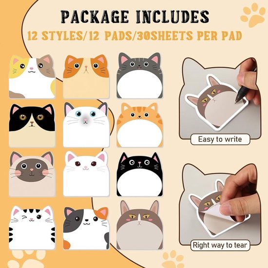 Cute Cat Sticky Notes - 360 Pcs Kawaii Little Kitty Sticky Tabs ...