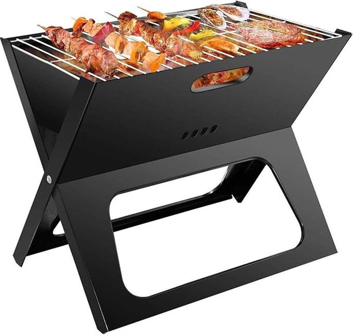 SMH LINE® Opvouwbaar Houtskool Barbecue - Draagbaar BBQ - Draagbare Camping Grill - 45 x30x35cm - RVS - Incl. Roosters