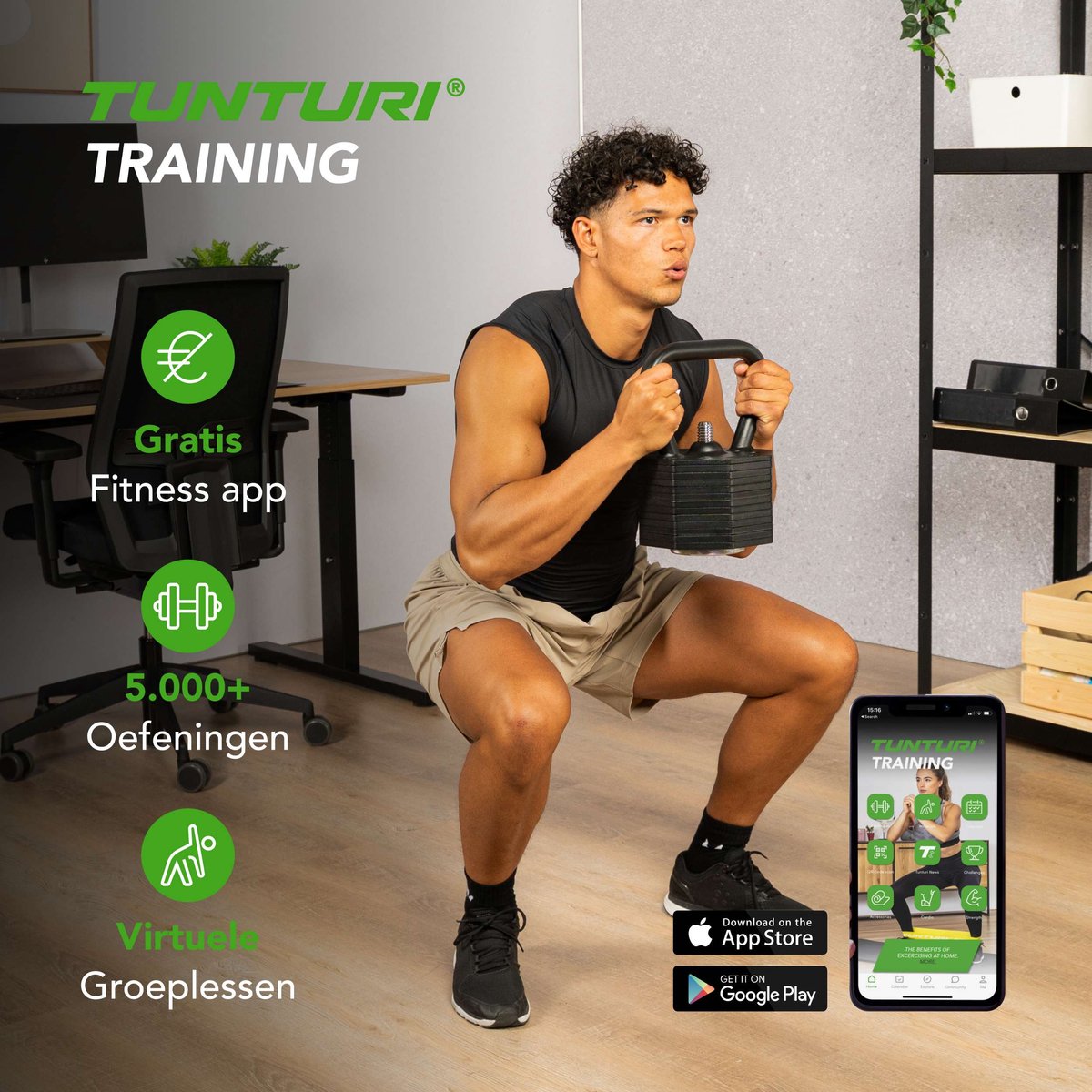 Tunturi Rapid Verstelbare Kettlebell- Kettlebellset van 36 kg - Verstelbaar van 3,5 t/m 36 kg - 25 kettlebells in één - Gewichtenset voor home gym – foto 2