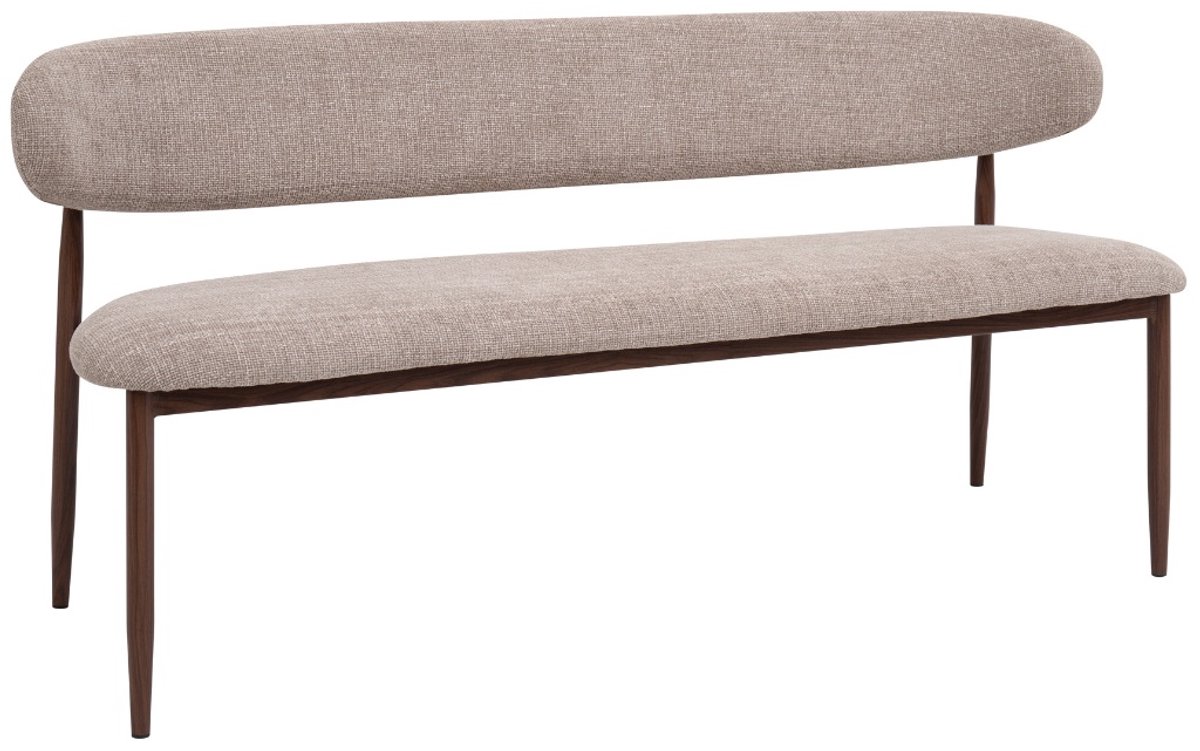 Giga Meubel Eetkamerbank Alexia - Stof - Taupe/Walnoot - 180x55x77cm