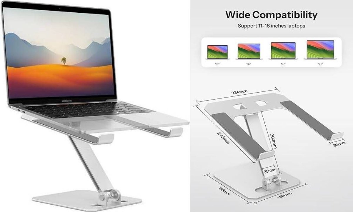 Desktop laptopstandaard, ergonomische verstelbare standaard