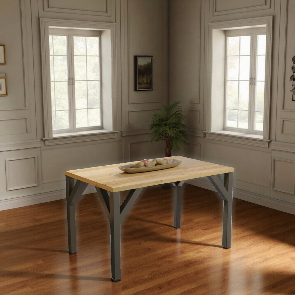 Verona Uitschuifbare Eettafel – Wotan Eiken – Houten Eettafel met Zwart Onderstel – Moderne Design Tafel – Geschikt voor 10 Personen – 130-240 x 90 x 75 cm ganeey