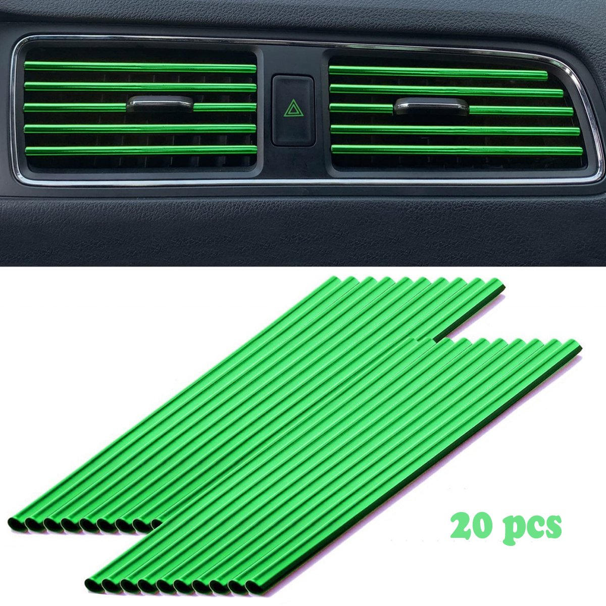 Image of 20 Stuks - Auto-ventilatiesleuven Decoratie - Auto Ventilatiesleuven Decoratie - Doe-het-zelf Auto-interieur Styling - Autodecoratie - Buigbaar en Waterdicht - Universeel - Geschikt voor alle Rechte Luchtroosters - Groente