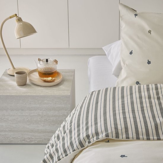 Walra Dekbedovertrek Remade Blossom Lines - 240x220 - 100% katoen - Off White / Groen van Walra — afbeelding 5