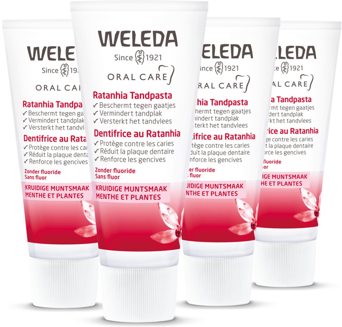 WELEDA Tandpasta Ratanhia - 4 x 75 ml - Voordeelverpakking