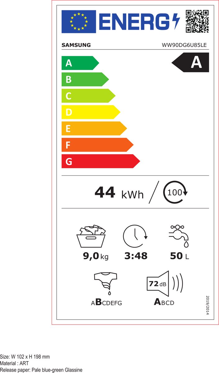 Samsung WW90DG6U85LE - Wasmachine - 9KG - 10% zuiniger dan energielabel A - Autodose - Zelfreinigende wasmiddellade thumbnail 2