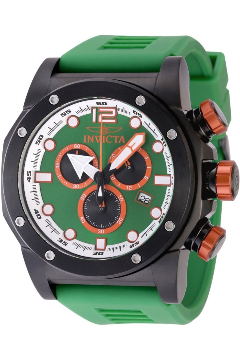 Invicta Sea Hunter 48981 Heren Horloge - Waterdicht - Analoog - Quartz Uurwerk - Roestvrij Staal met groene Wijzerplaat - 52mm