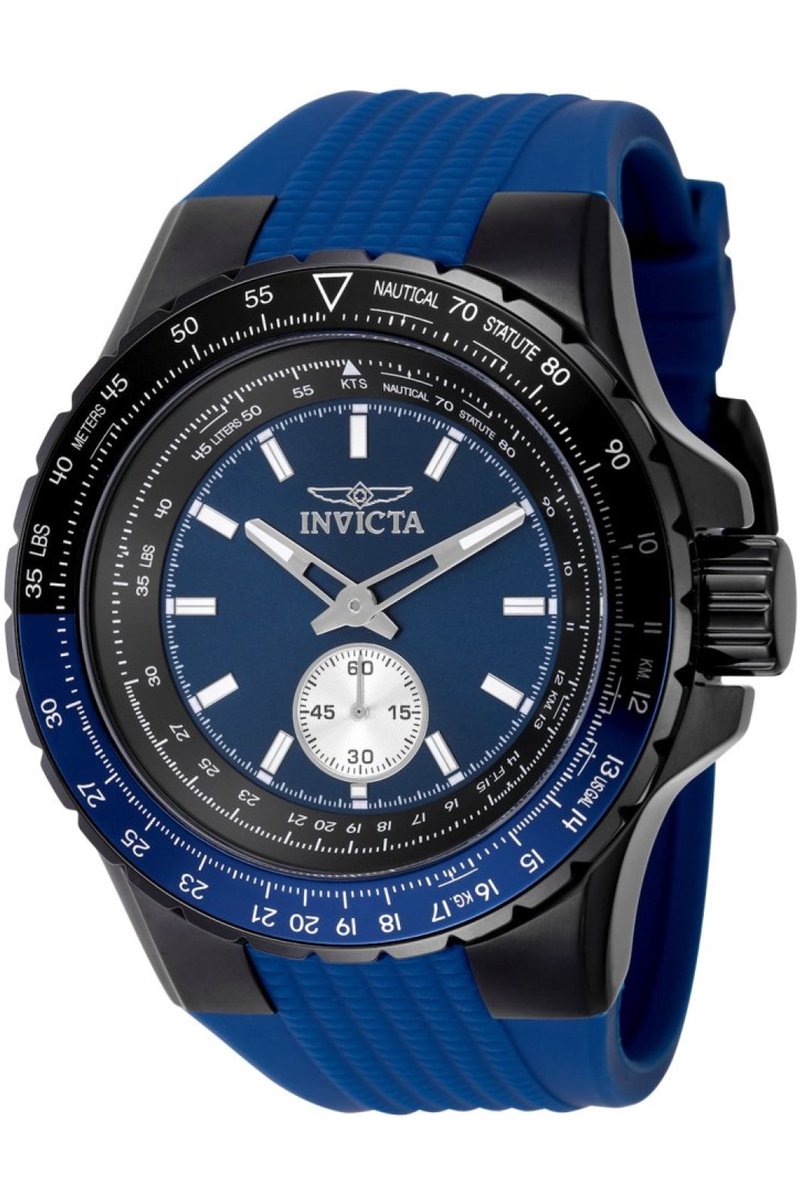Invicta Aviator 49300 Heren Horloge - Waterdicht - Analoog - Quartz Uurwerk - Roestvrij Staal met blauwe Wijzerplaat - 50mm