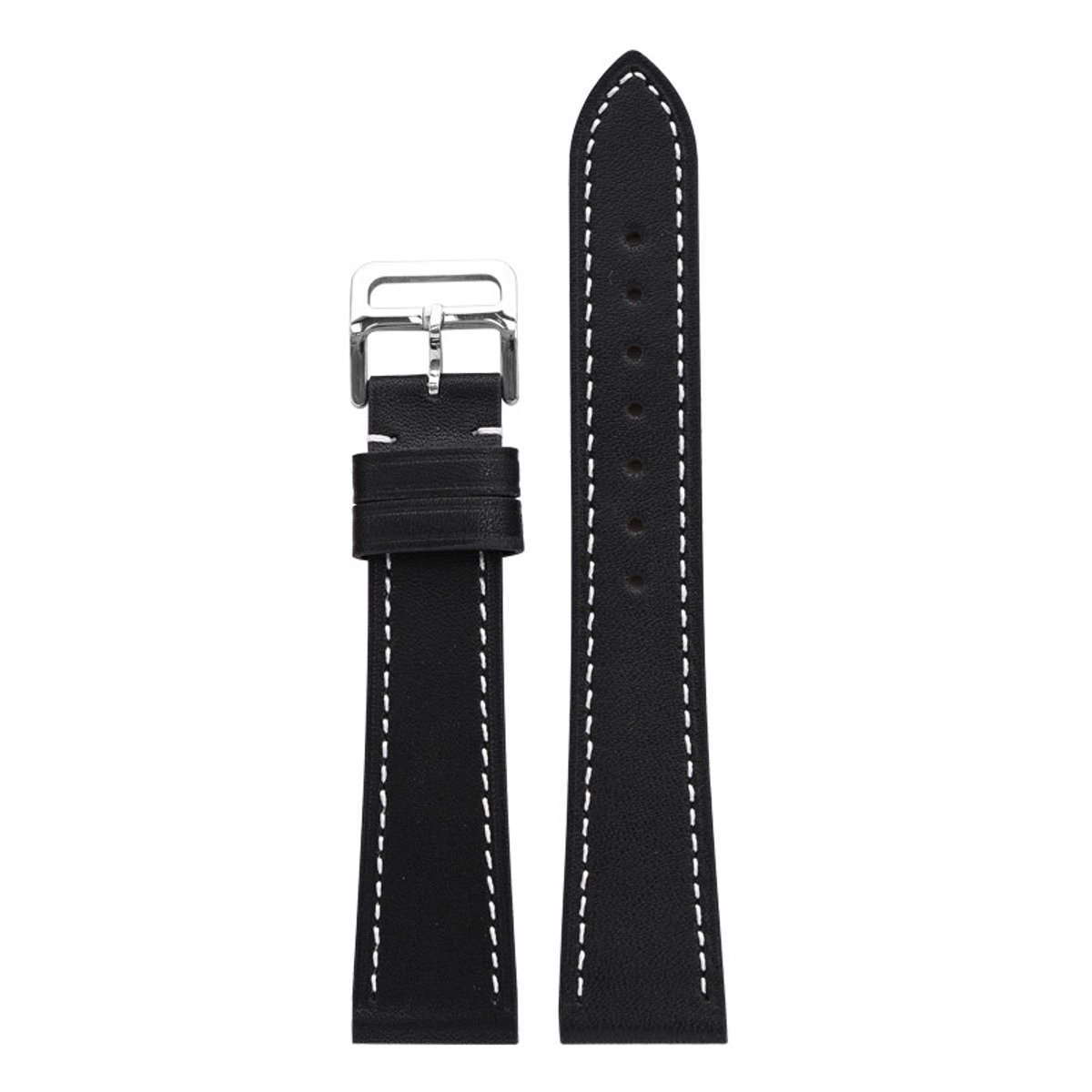 22 mm oliegewaxte leren band met snelontgrendelingspen voor de armband - zwart