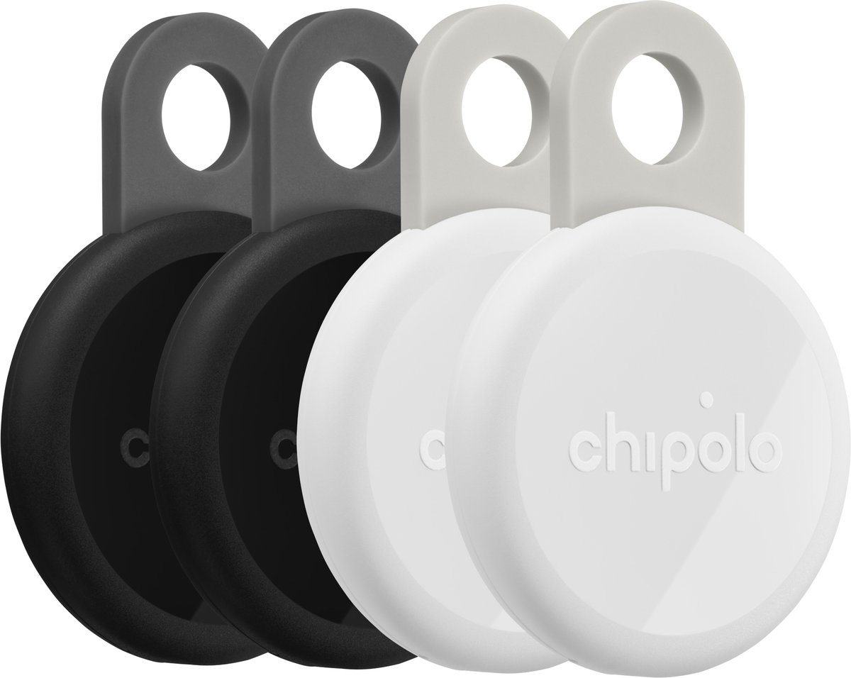 Chipolo LOOP – Bluetooth Tracker & KeyFinder – Oplaadbaar & Waterdicht - Compatibel met Apple Find My & Google Find Hub – 125 dB – Charcoal & Chalk - 2 Pack