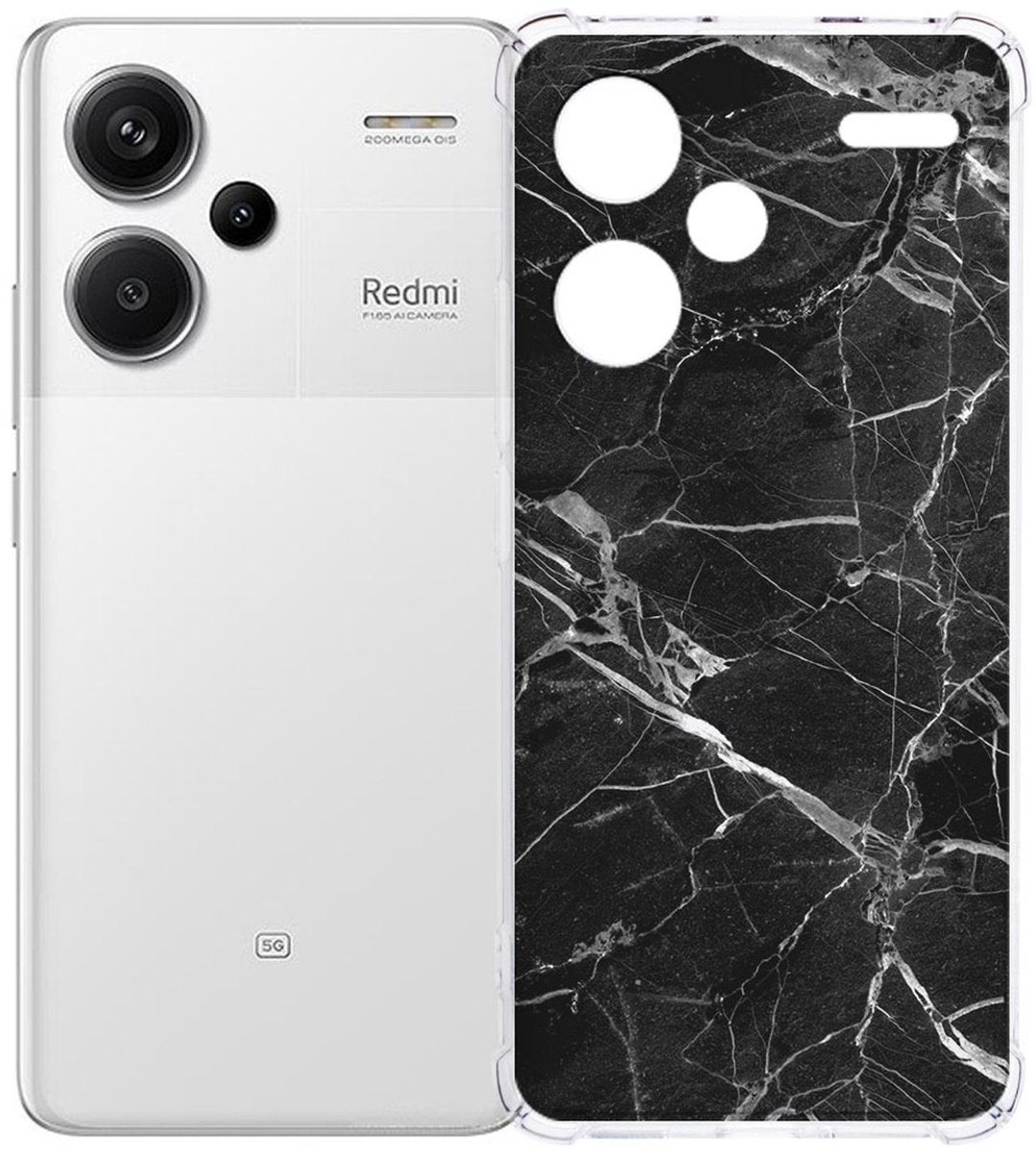 Xiaomi Redmi 13 Pro Plus Hoesje - Marmer Zwart TPU Antishock