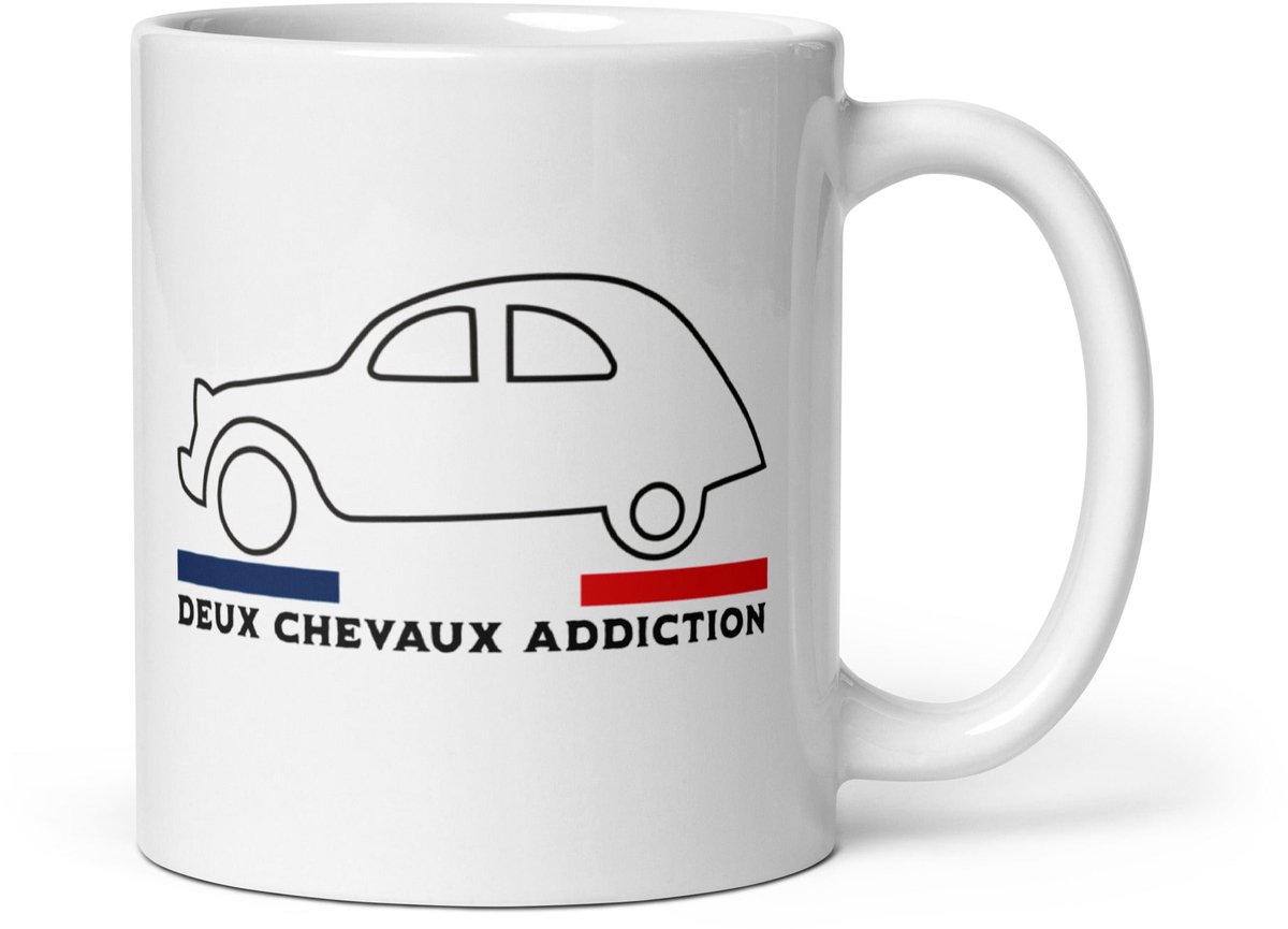 De2pktjes - Mok “Deux Chevaux Addiction” | Citroën 2CV Klassieker
