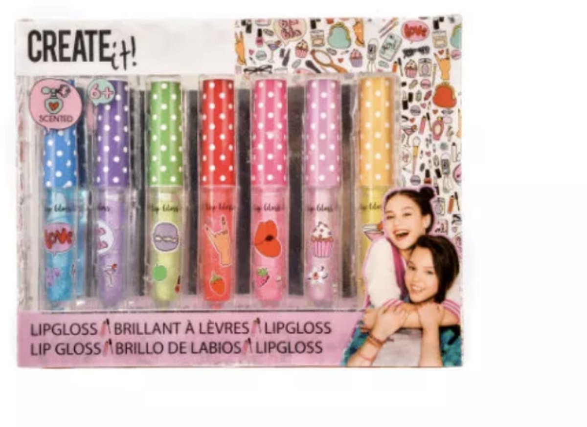 Create it 7 Delig Lipgloss - Kindermakeup - Voor Kinderen - Kinderspeelgoed - Create It - Smaak Explosie - Verschillende Kleuren - Make Up - Glitter en Kleur