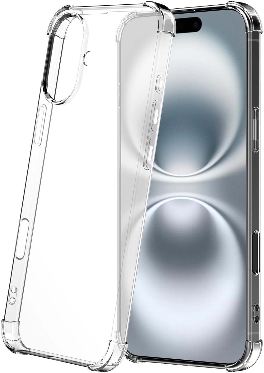 Geschikt voor iPhone 16 Plus Telefoonhoesje Schokbestendig Transparant met Stootrand - Siliconen TPU ShockProof Back Cover Case Doorzichtig - ProtX