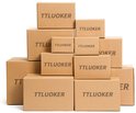 Stapel kartonnen dozen met het merk 'TTLUOKER' erop.