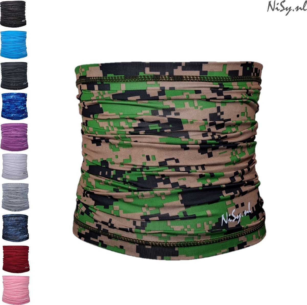 NiSy.nl Multifunctionele Nekwarmer | Sjaal | Bandana | Sporten | Unisex | One Size | Army Green