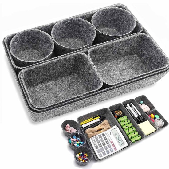 Set van 7 Lade-organizers - Vilt - Stapelbare Viltopslagdozen - Lade