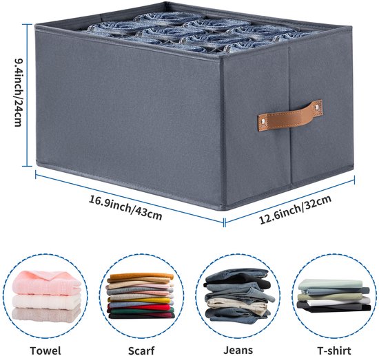 ORLISA FileFolding Box voor kledingkast, perfecte pasvorm, stabiele bodem, wasbaar, opbergsysteem voor laden, 8-delige set