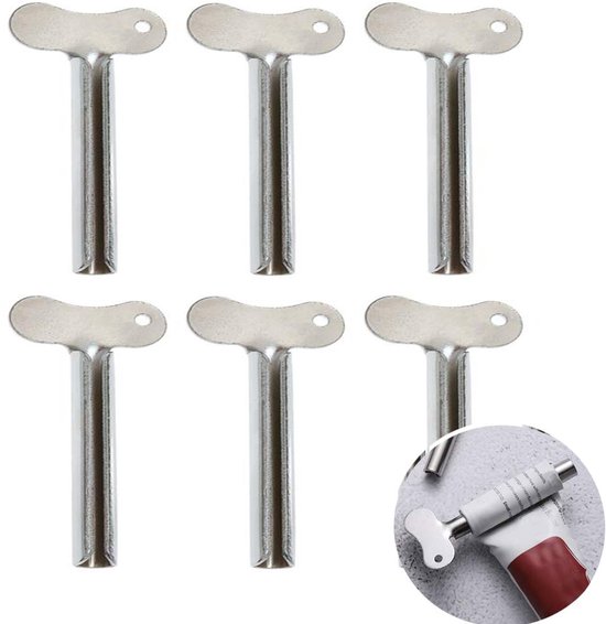 Eupneicu Metalen tubeknijper, 6 stuks, tubeknijper, roestvrij staal, tubeknijper, voor alle tubes, tandpasta, haargel, handcrème, cosmetica Eupneicu Metalen tubeknijper, 6 stuks, tubeknijper, roestvrij staal, tubeknijper, voor alle tubes, tandpasta, haargel, handcrème, cosmetica