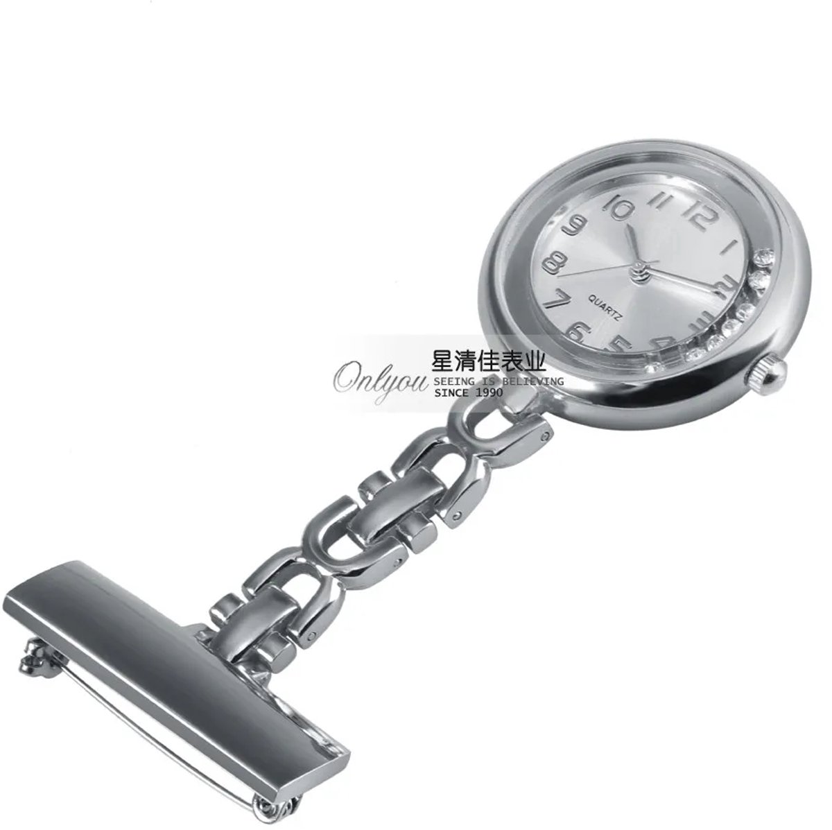 POWERZ® verpleegster horloge, zuster horloge, zilver kleur