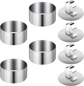 HNCOWPTU Set van 6 dessertringen en dinerringen, roestvrij staal, ringenset, klein, mousse-ringen, 7,5 cm, voor doe-het-zelf taarten, bakken, mousse, dessert