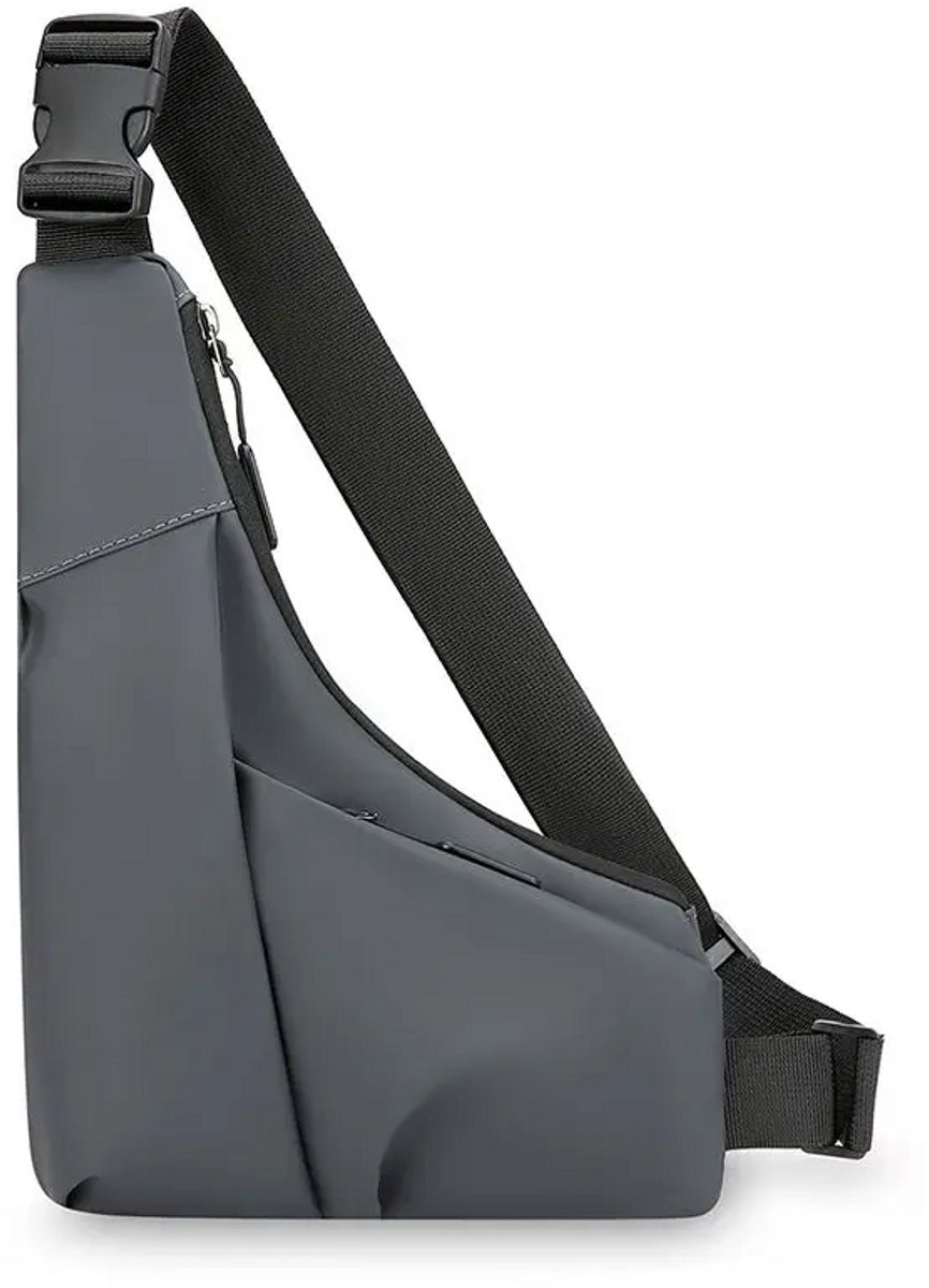 Premium Waterdichte Crossbody Schoudertas met Bluetooth Tracker – Unisex Anti-Diefstal Sling Bag – Werkt met Apple Zoek Mijn iPhone App – Grijs – Locus Amicus