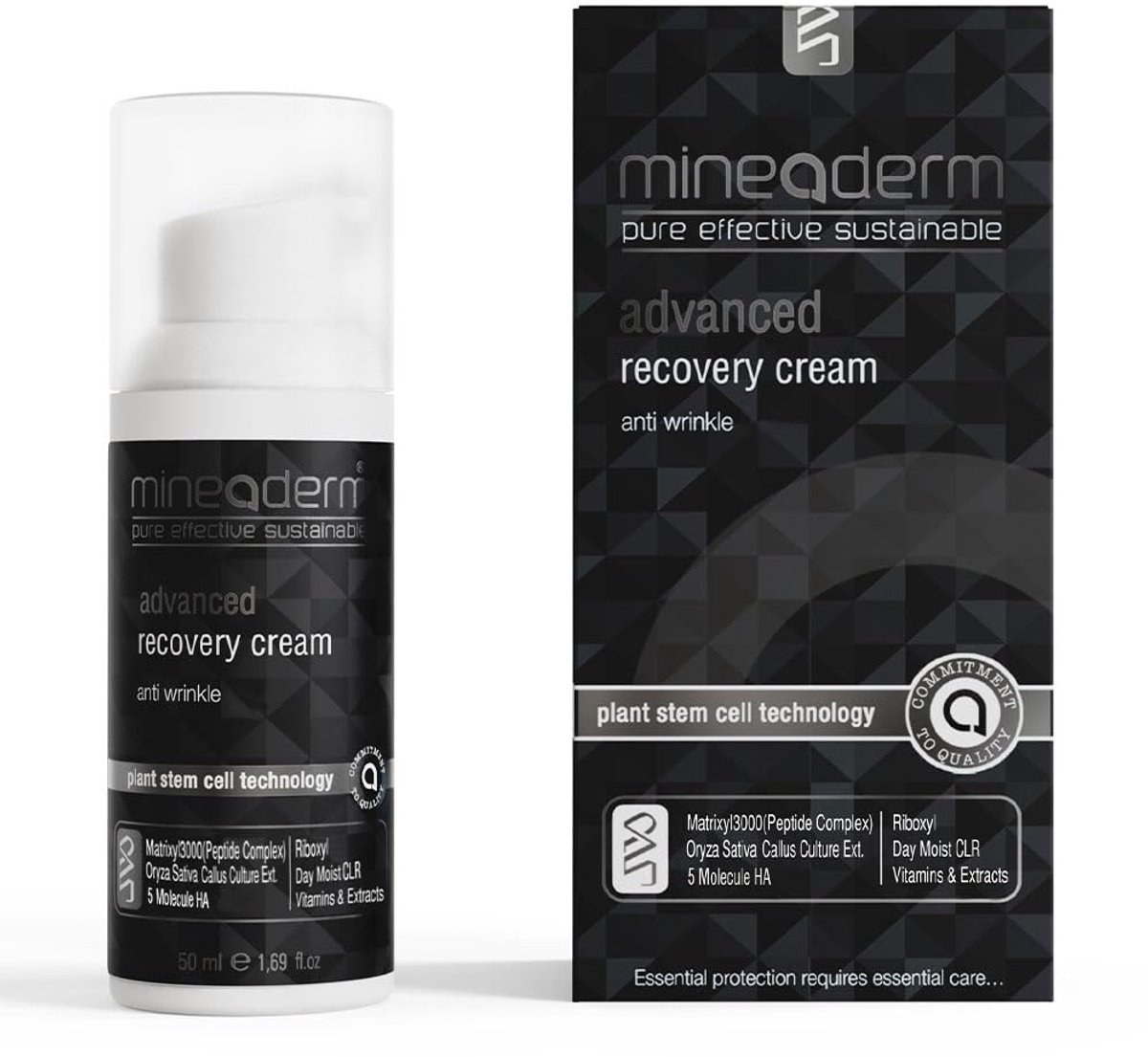 Mineaderm Advanced Recovery Face Cream – Anti-Aging Care with Peptides, Oryza Sativa Stem Cells, Hyaluronic Acid, and Shea Butter – Firming & Moisturizing Facial Care for Day & Night