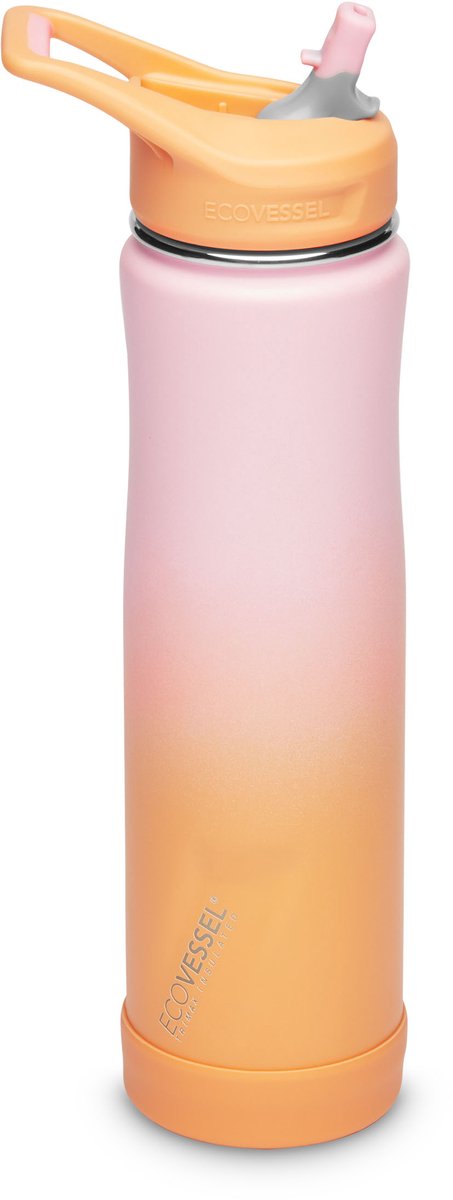 EcoVessel - The Summit 24oz / 709ml - TriMax Geïsoleerde RVS Fles met Rietje - Coral Sands