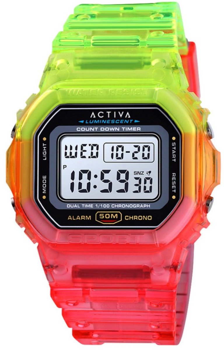Activa x Invicta Digital ACW1622-003 Heren Horloge - Waterdicht - Digitaal - Quartz Uurwerk - Plastic met zwarte Wijzerplaat - 50mm