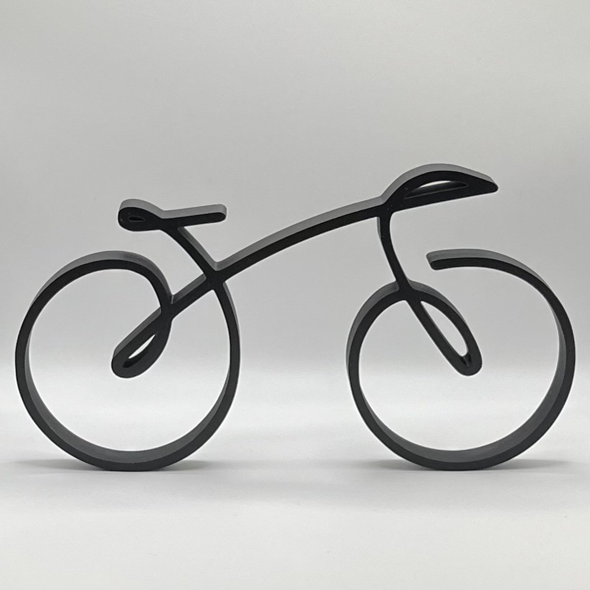 UberPrints3D | Minimalistische Fiets beeldje – Het Ultieme Cadeau voor Fietsliefhebbers 15x1,5x8 cm zwart PLA materiaal