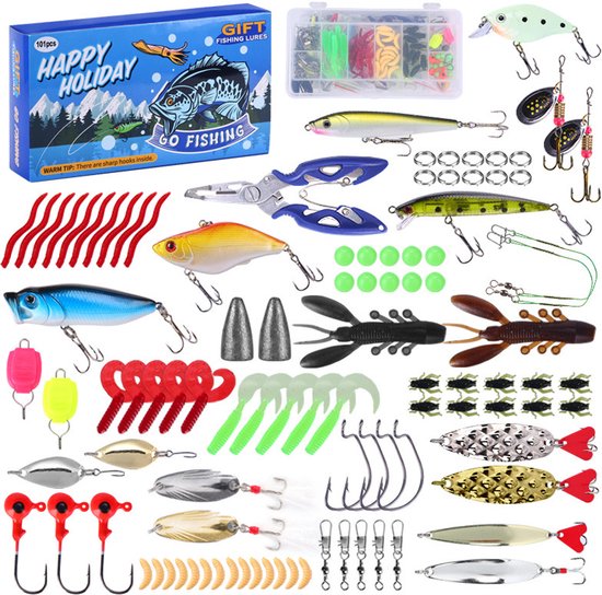 ensemble de leurres - boîte à matériel - boîte à leurres - pêche - carnassier - brochet - perche - 100+ pièces