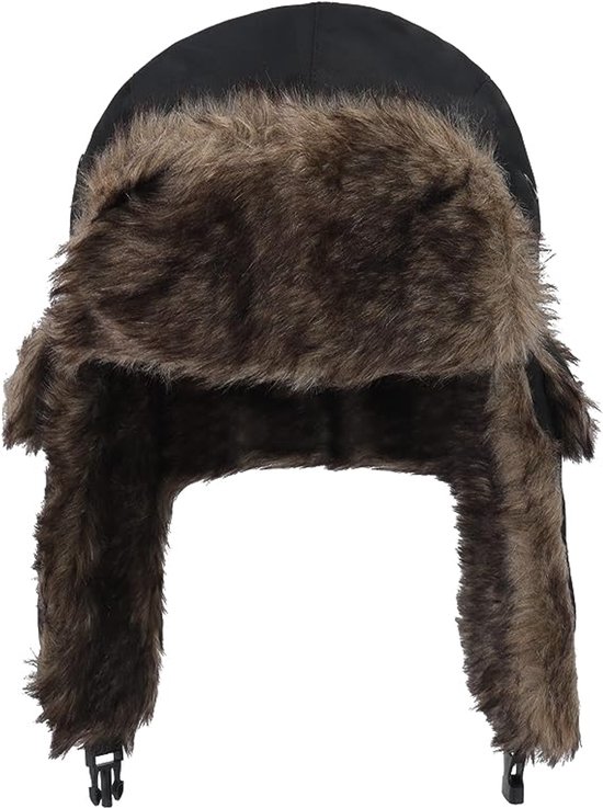 Ruige Muts Ski Muts - Zwarte Waterdichte Wintermuts - Beschermt Hoofd, Oren en Kin ...
