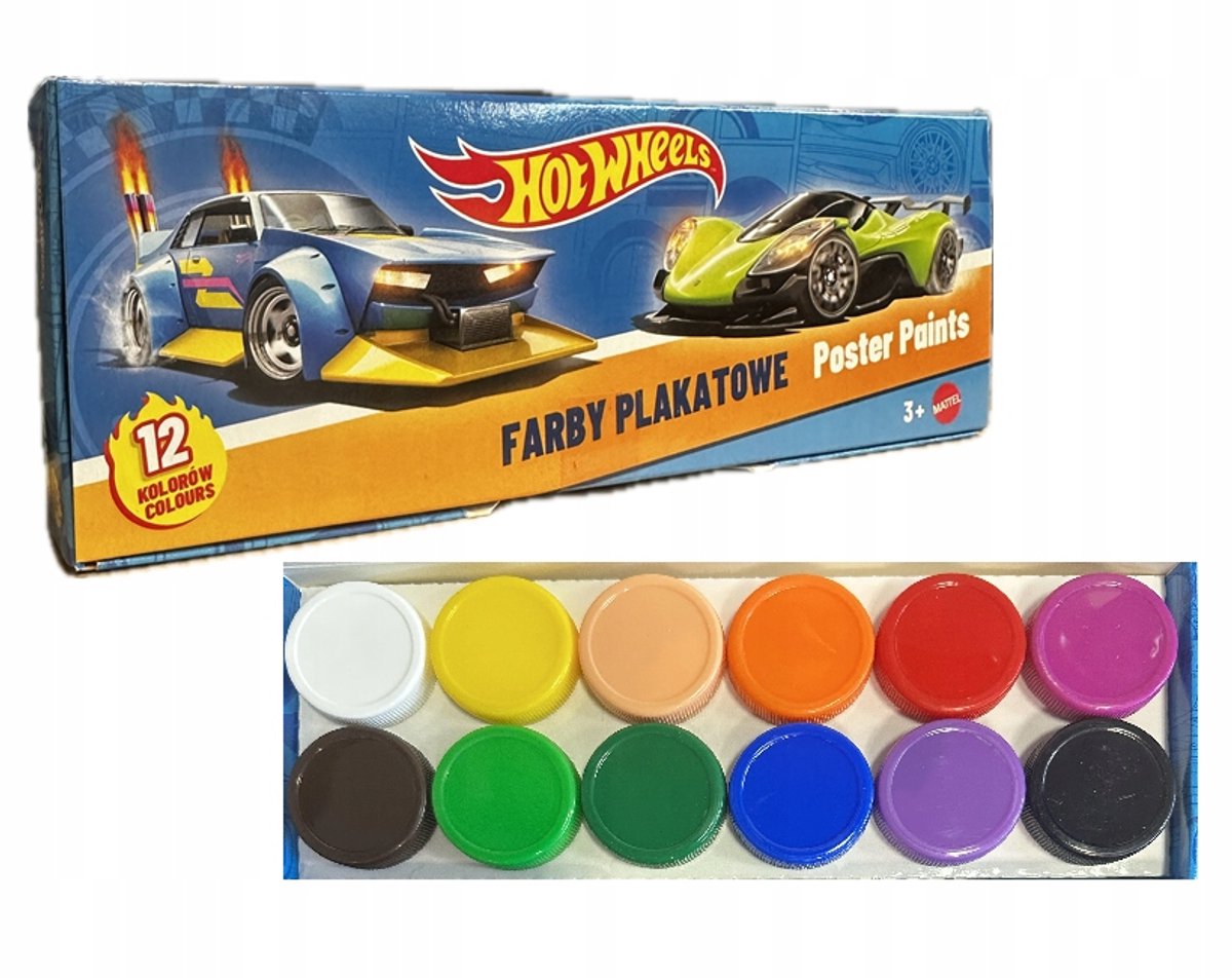 Hot Wheels Plakkaatverf Set - 12 Levendige Kleuren