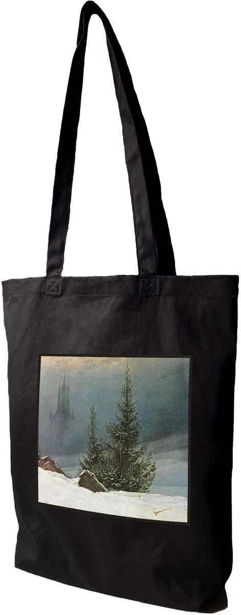 Caspar David Friedrich Winterlandschap Shopper Tas met Print
