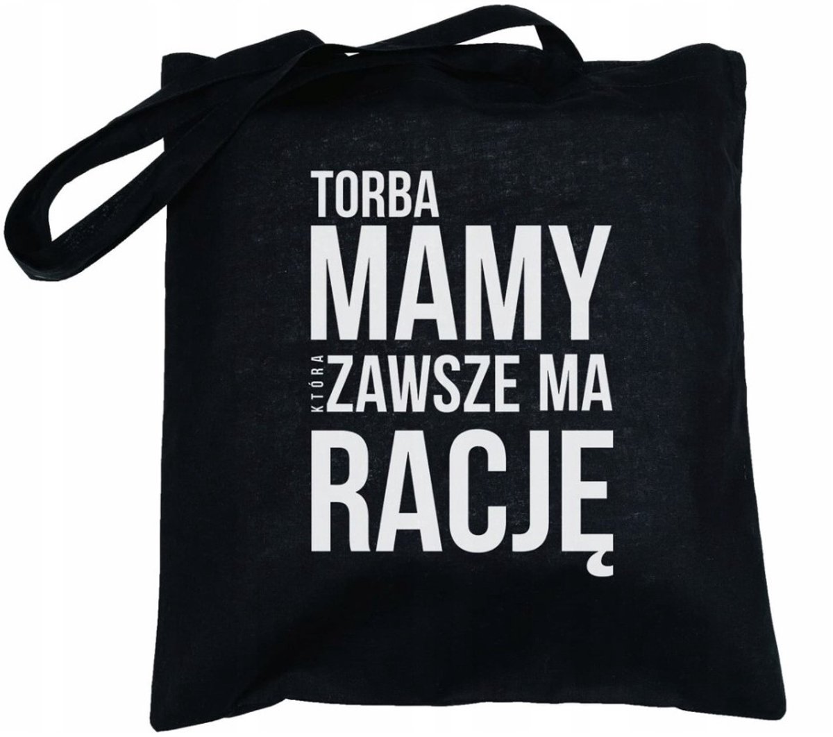 Zwarte Katoenen Tas 38x42cm - "Mama Heeft Altijd Gelijk"