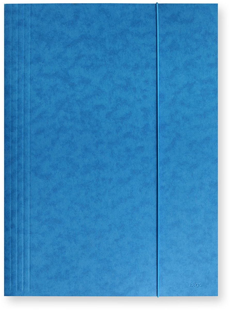 Sterke A4 map met elastiek, blauw, 3 kleppen