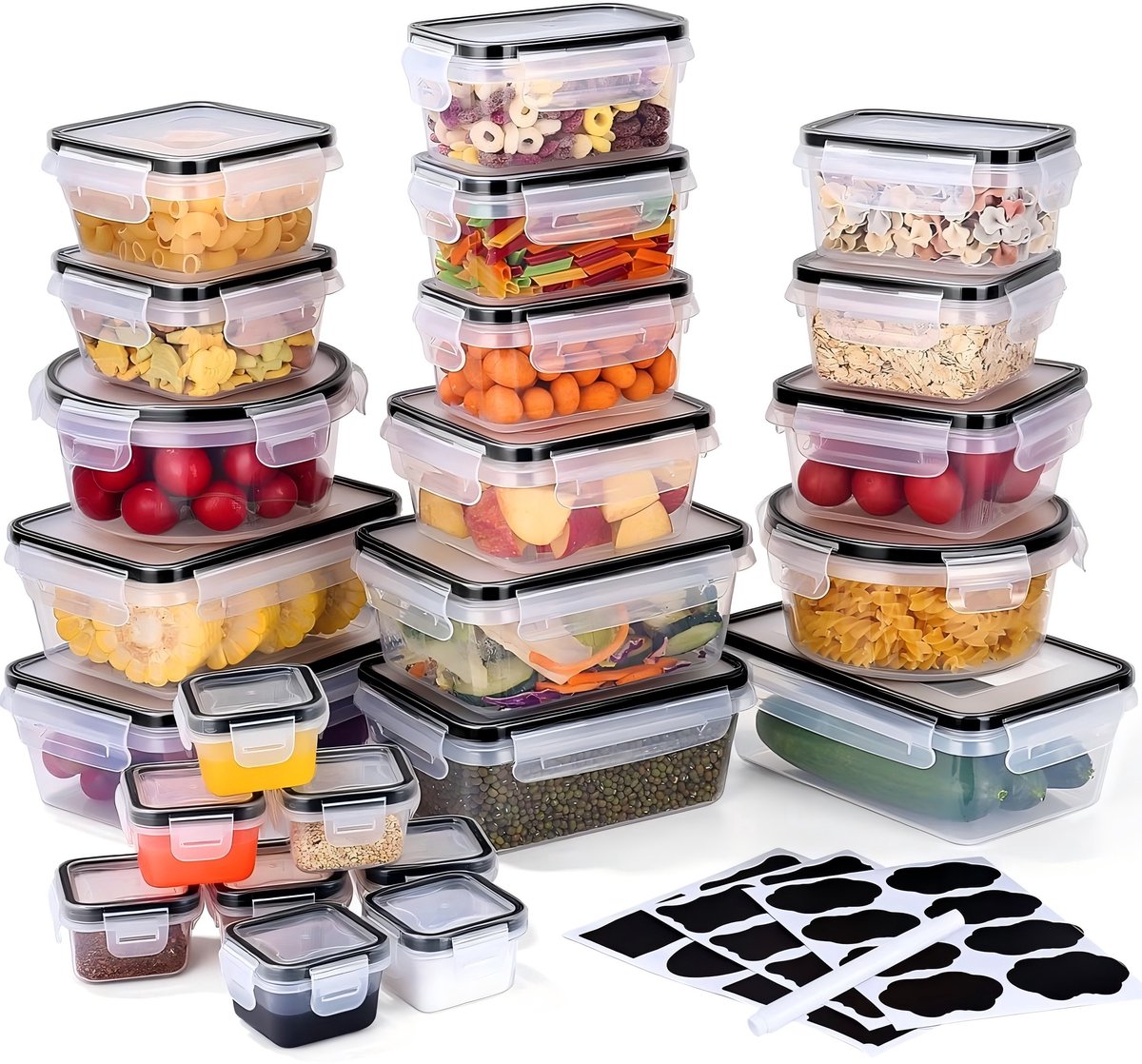 Herbruikbare, hittebestendige plastic voedselcontainers, 24 per verpakking