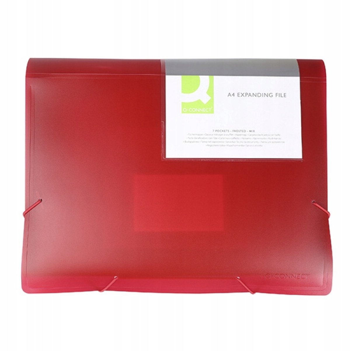 Harmonica map A4 met elastiek, 6 vakken, transparant rood