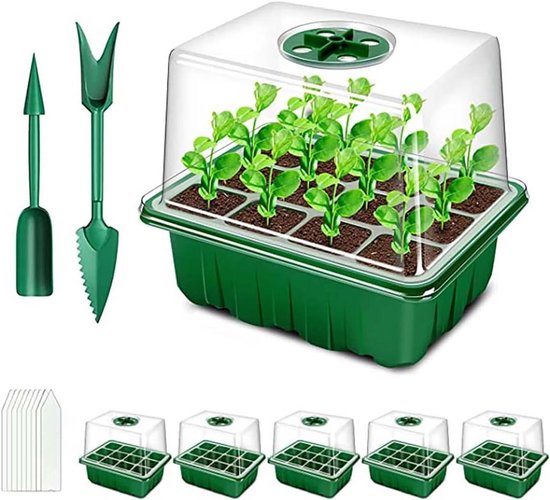 Zaaibak, Kiempot Met Ledlicht, Zaaibak Voor Zaaien Met Deksel En Opening Herbruikbaar Voor De Vensterbank Van Kamerplanten In De Kas