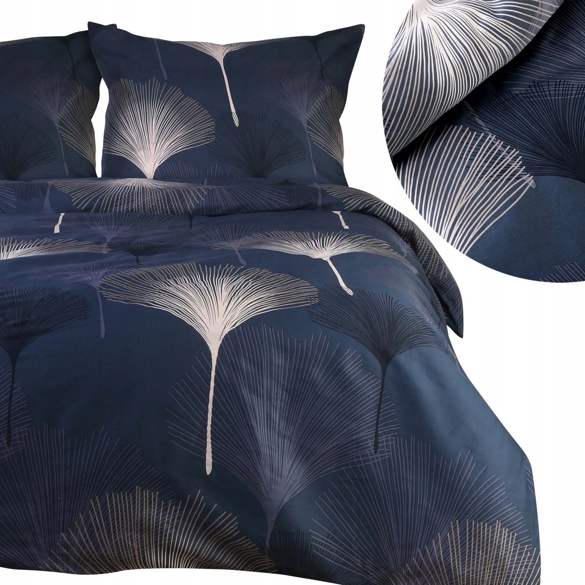Katoenen Satijnen Dekbedovertrek Set 220x200cm Donkerblauw Dandelion