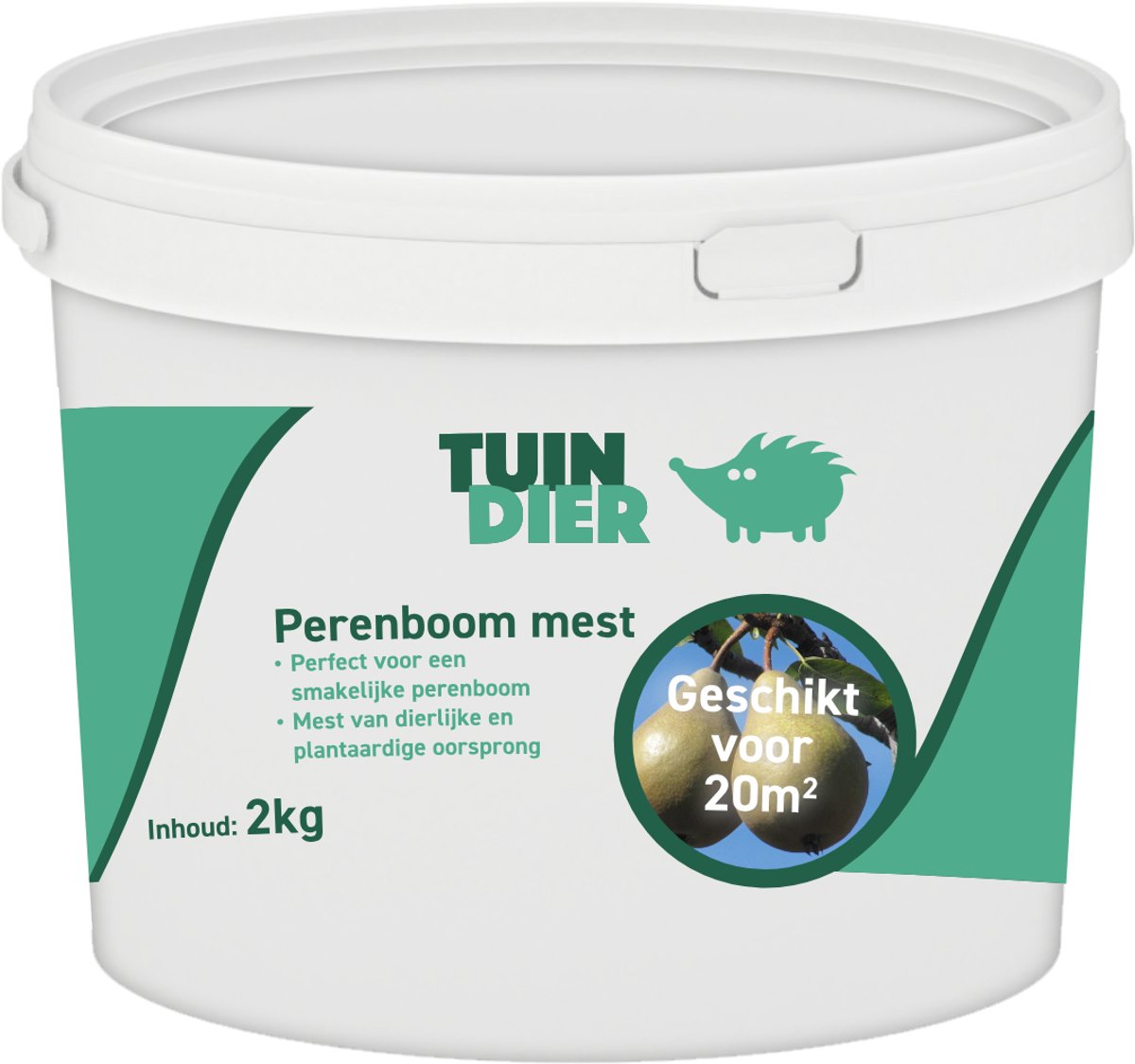 Perenboom mest | Perenboom voeding | 100% natuurlijk | In handige bewaaremmer | 2.000 gram | 2 kilogram | TUIN-DIER