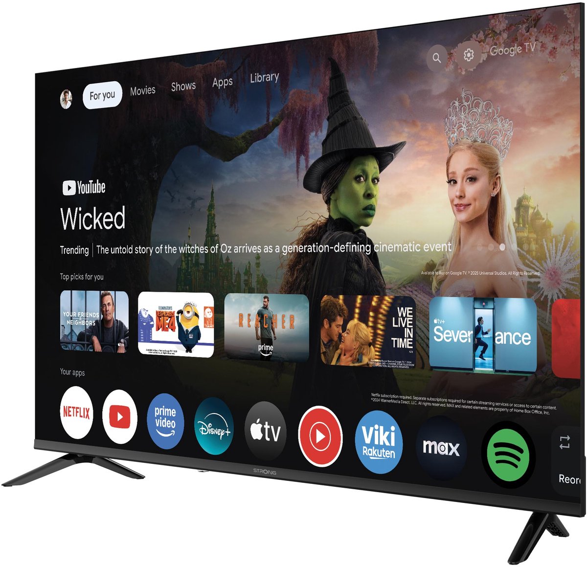 STRONG - TV 55" (139 cm) SRT55UH7773 - Smart Google TV 4K UHD - Chromecast - Google Assistant - Dolby ATMOS - Dolby Vision - Drievoudige tuners - Wifi - Bluetooth - Port Ethernet - 4xHDMI + 2xUSB - NETFLIX