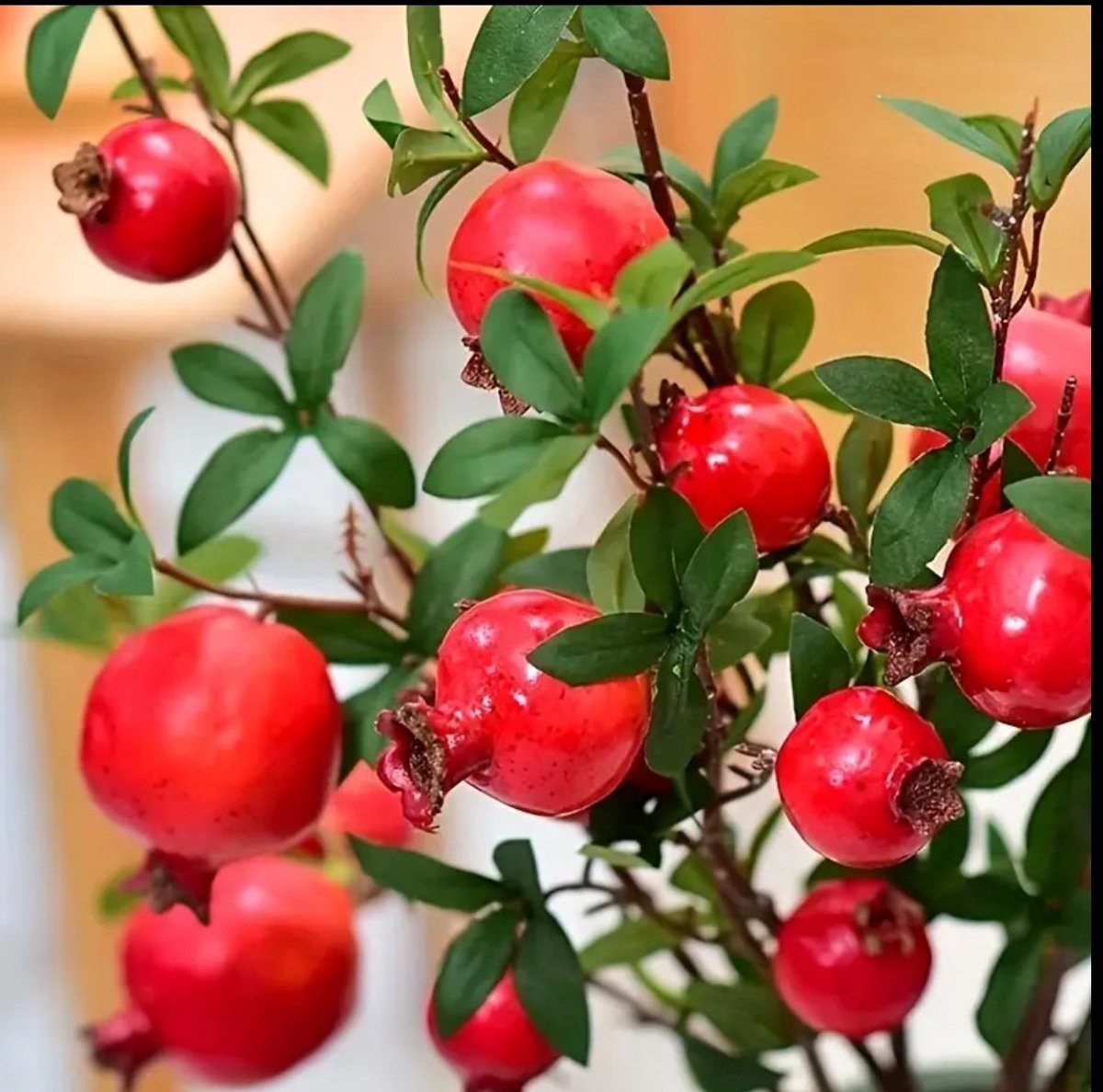Kunst granaatappel 5 decoratieve takken – woonmaker en tafeldecoratie takken – pomegranate branches Set van 5 (hoogte circa 90 cm) – Ideaal voor Binnen & Buiten