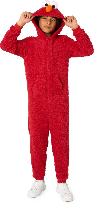 OppoSuits Elmo Kids Onesie - Sesamstraat Huispak - Kinder Kleding voor Elmo Outfit - Halloween - Rood - Maat: L - 134/140 - 146/152 - 10-12 Jaar