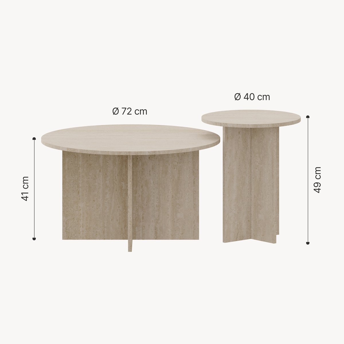 Salontafel Verummetka set van 2 travertijn [en.casa]