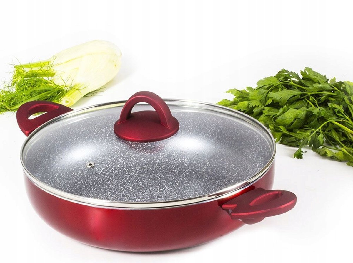Ambitie Jasper Diepe Koekenpan 28 cm - Antraciet/Rood