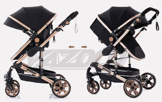Luxe 3-in-1 Kinderwagen - Draagbaar, Opvouwbaar, met Vering - Aluminium Frame - Inclusief Autostoel - Kwalitatieve Buggy voor Pasgeboren Baby - Luxe Multifunctionele Combi Kinderwagen - Rood van Merkloos — afbeelding 2