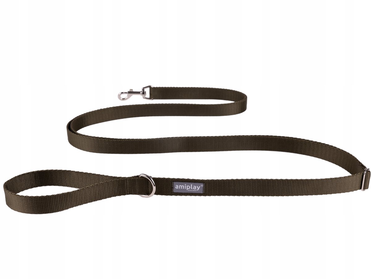 Amiplay Easy Fix Halsband M 160-300cm Olijfgroen - Verstelbare Hondenriem