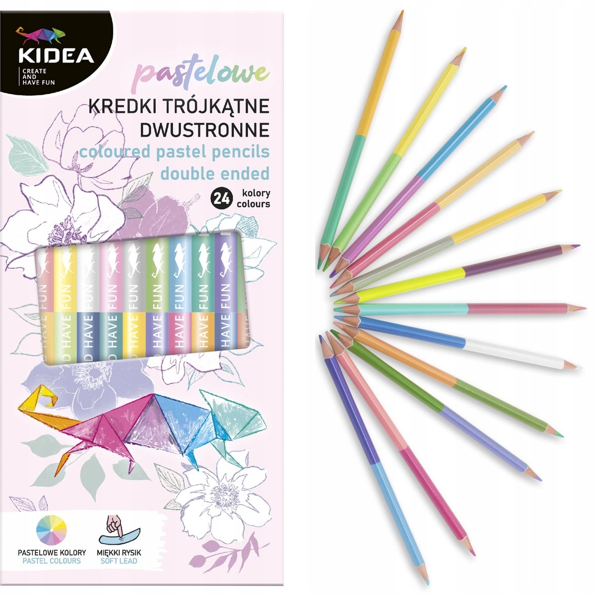 Crystal 2-in-1 Kleurpotloden, 12 stuks, 24 Pastelkleuren