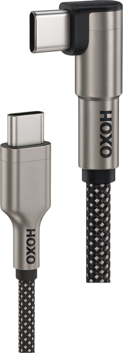 USB C Kabel - USB C naar C - Snellader 60W - Haakse aansluiting 90° - 1.5 Meter - USB Kabel Gevlochten - Geschikt voor Samsung